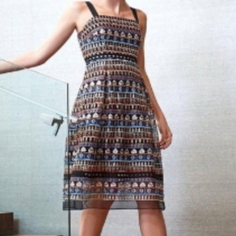 Antonio Melani Women's Multicolor Embroidered Sleeveless Midi Dress Lined SZ 4